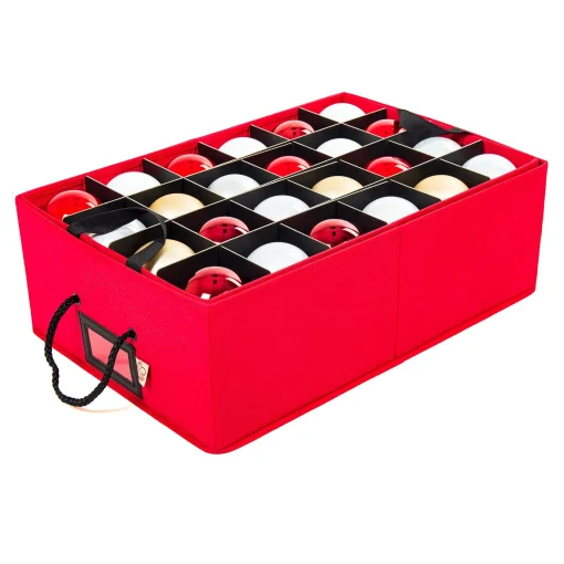 Santa’s Bags Ornament Storage>14" X 20" Rose Red Two Tray Christmas Ornament Storage Box