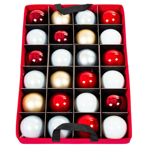 Santa’s Bags Ornament Storage>14" X 20" Rose Red Two Tray Christmas Ornament Storage Box