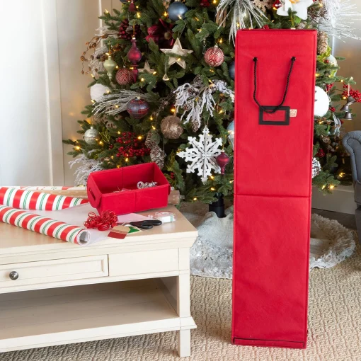 Santa’s Bags Ornament Storage>7" X 11.25" Rose Red Wrapping Paper Christmas Storage Box