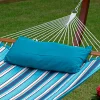 The Hamptons Collection 82" X 55" Teal Green And Brown Stripe Pattern Reversible Sunbrella Quilted Hammock