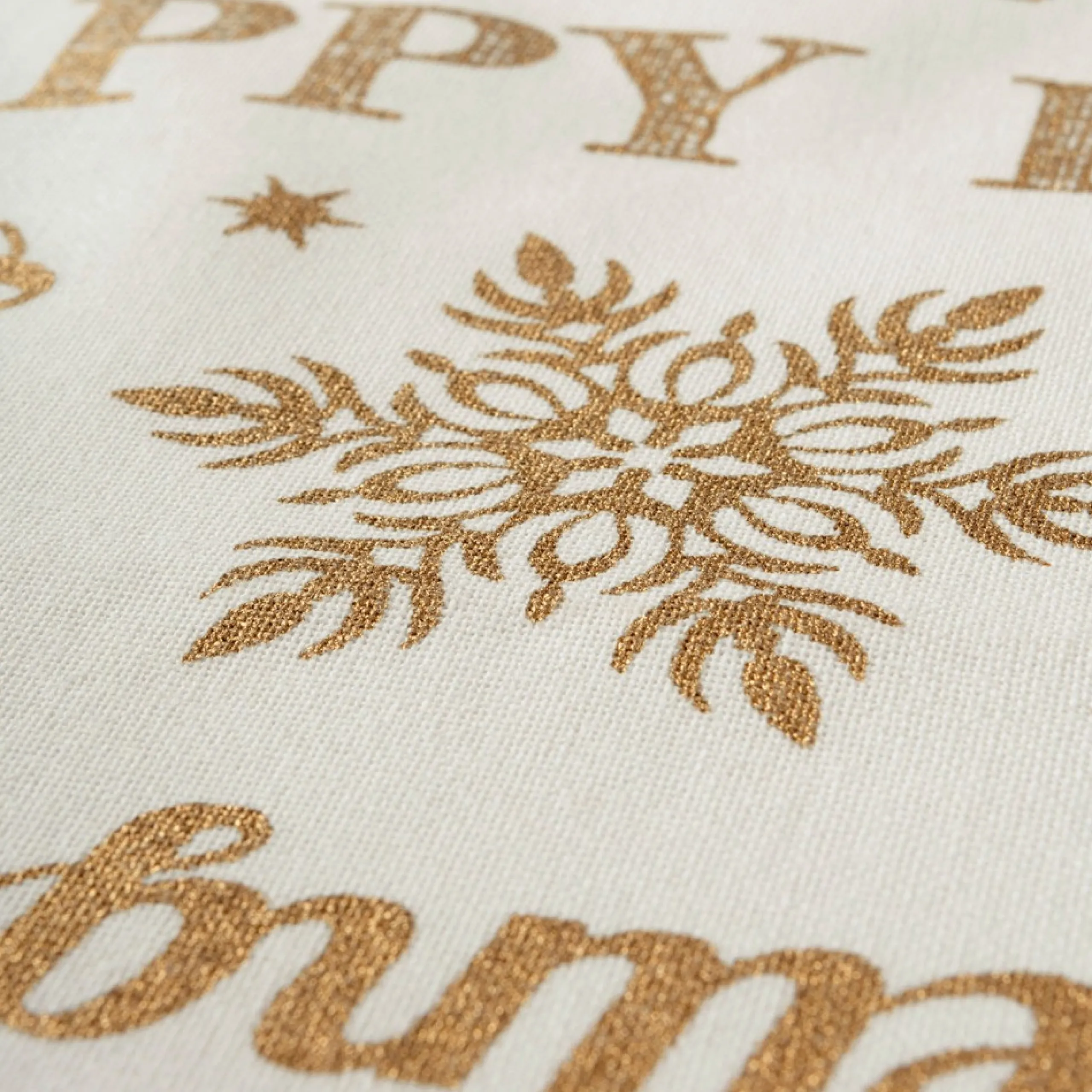 Linens*CC Home Furnishings 72" X 14" White And Gold Colored Christmas Collage Themed Table Runner
