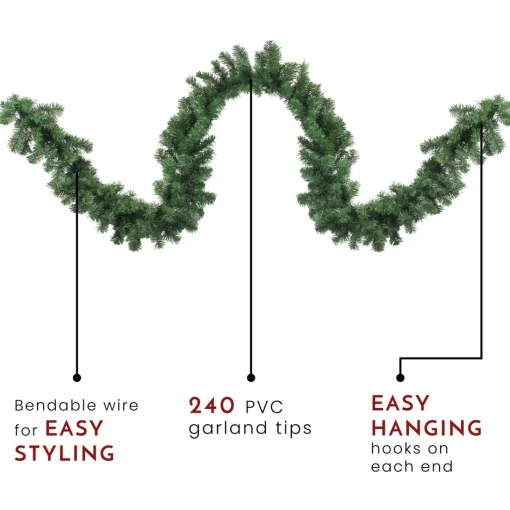 Unlit Garland*Northlight 9' X 12" Windsor Pine Artificial Christmas Garland - Unlit
