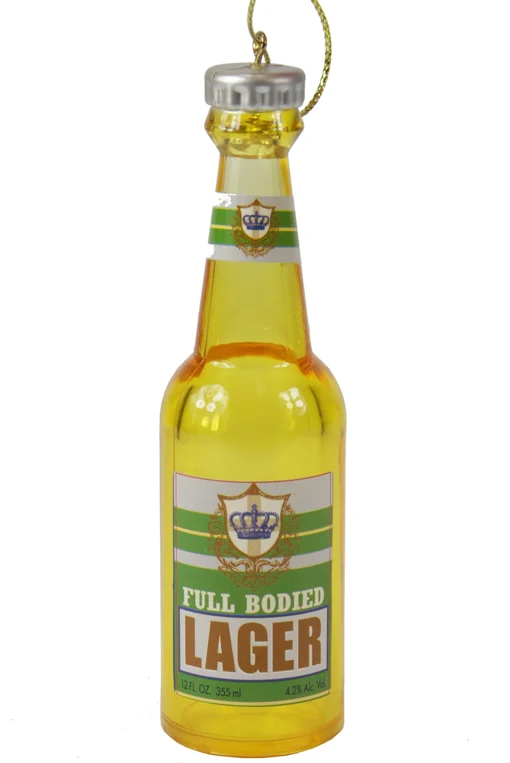 Midwest Food & Beverage>4.25" Yellow And Green Full Bodied Lager Bottle Of Cheer Christmas Ornament