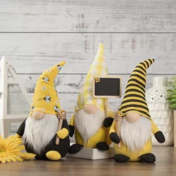 Northlight 10.25" Yellow Gingham Hat Springtime Gnome With Chalk Board