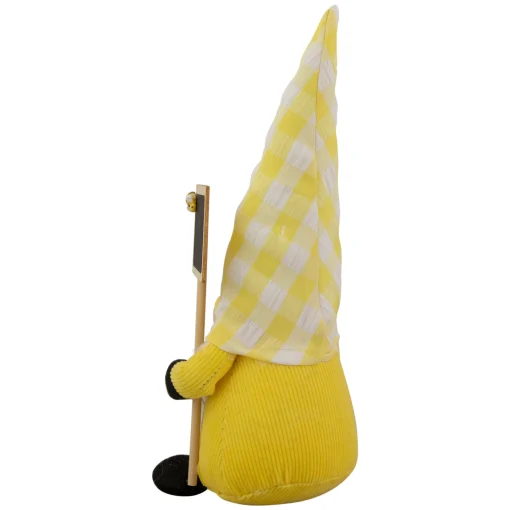 Northlight 10.25" Yellow Gingham Hat Springtime Gnome With Chalk Board