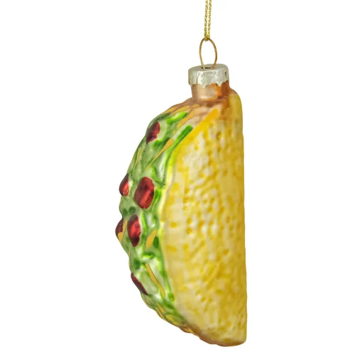 Northlight Food & Beverage>3.5" Yellow Taco Glass Christmas Ornament