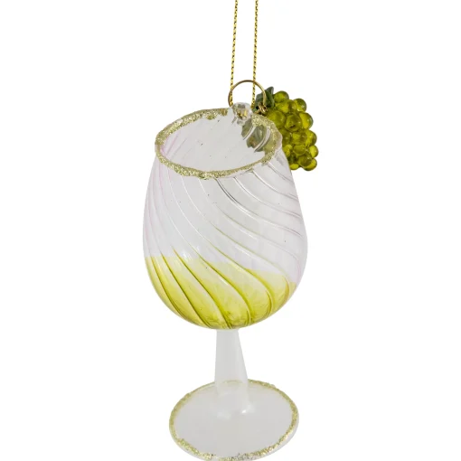 Northlight Food & Beverage>4.25" Yellow Wine Glittered Glass Christmas Ornament