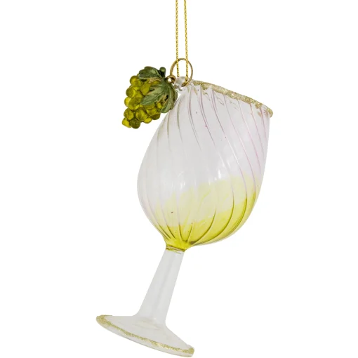 Northlight Food & Beverage>4.25" Yellow Wine Glittered Glass Christmas Ornament