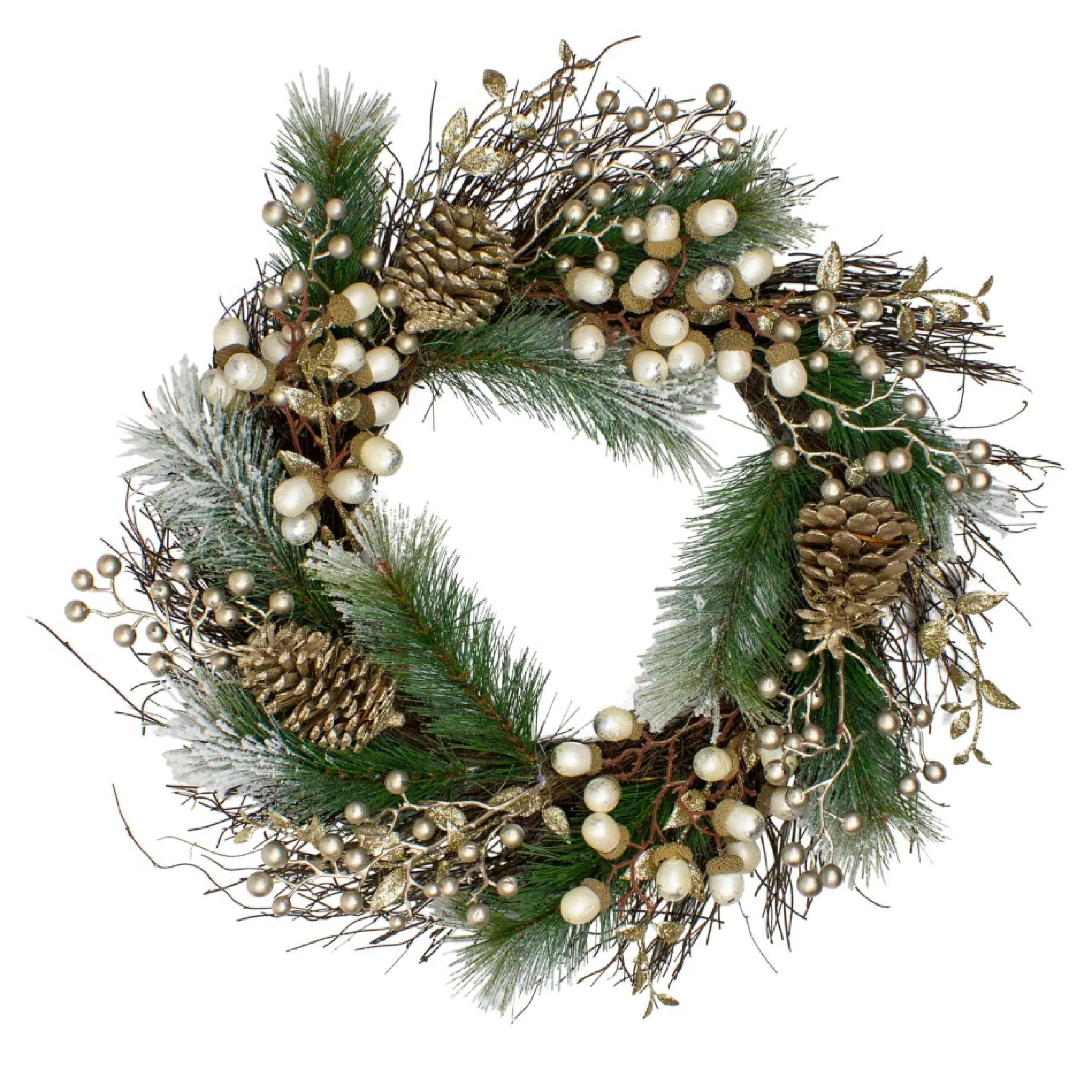 Traditional Pine Wreaths*Northlight Acorn And Pine Cone Flocked Pine Needle Artificial Christmas Wreath - 22-Inch, Unlit