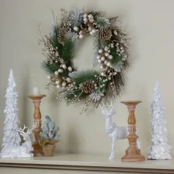 Traditional Pine Wreaths*Northlight Acorn And Pine Cone Flocked Pine Needle Artificial Christmas Wreath - 22-Inch, Unlit