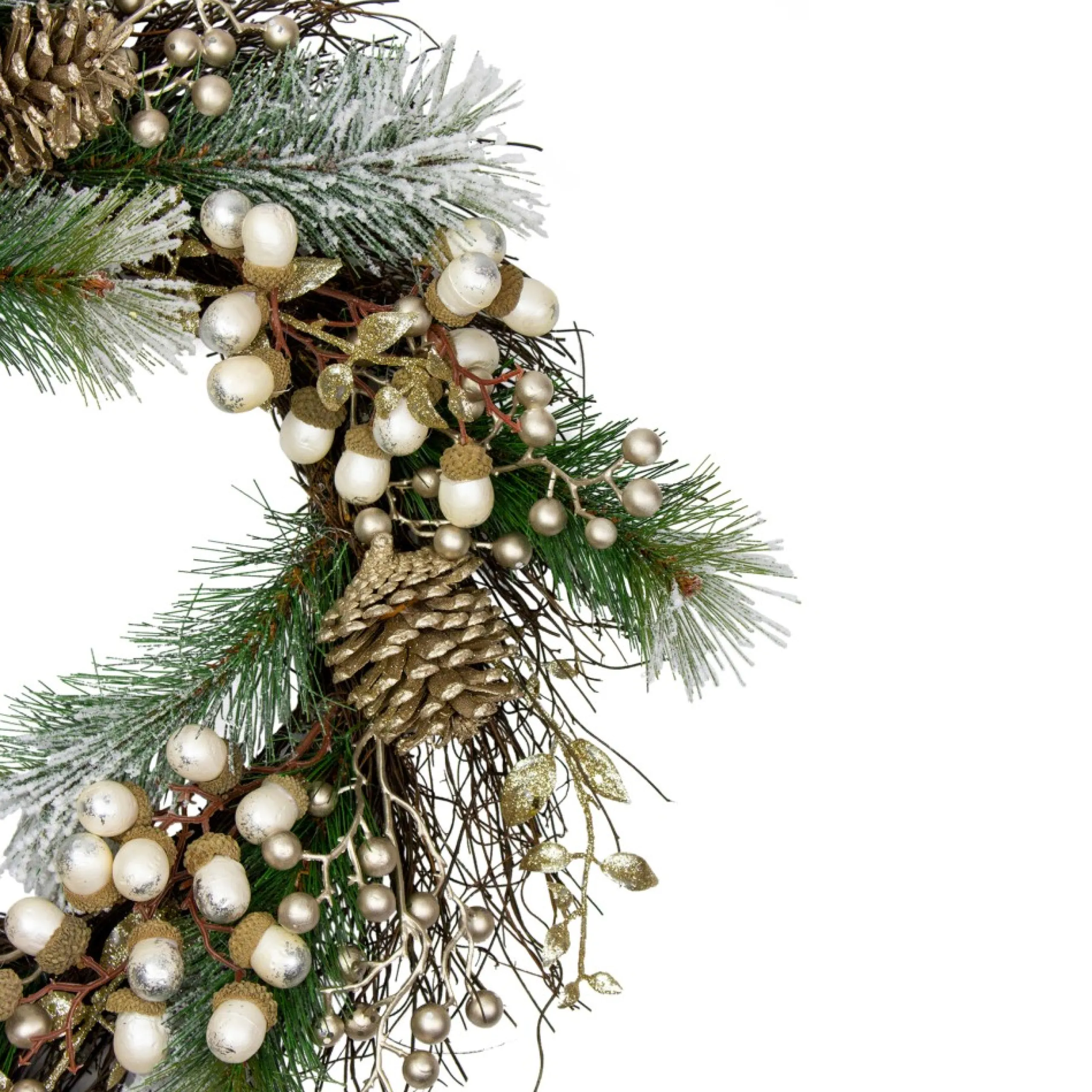 Traditional Pine Wreaths*Northlight Acorn And Pine Cone Flocked Pine Needle Artificial Christmas Wreath - 22-Inch, Unlit