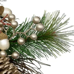 Traditional Pine Wreaths*Northlight Acorn And Pine Cone Flocked Pine Needle Artificial Christmas Wreath - 22-Inch, Unlit