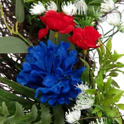 Northlight Americana Mixed Floral Patriotic Wreath, 24-Inch, Unlit