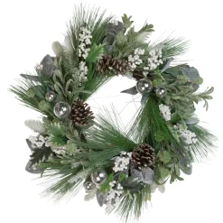 Traditional Pine Wreaths*Northlight Artificial Christmas Wreath With Assorted Foliage And Berries, 24-Inch, Unlit