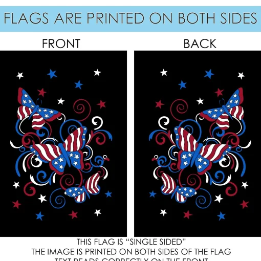Toland Home Garden Black And Blue Fluttering Freedom Butterflies Outdoor Garden Flag 18" X 12.5"
