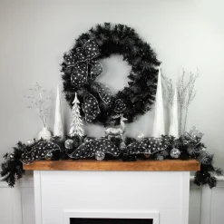 Pre-Lit Wreaths*Northlight Black Bristle Artificial Christmas Wreath- 36 Inches, Warm White Led Lights