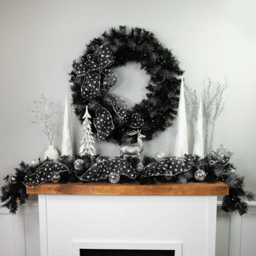 Pre-Lit Wreaths*Northlight Black Bristle Artificial Christmas Wreath- 36 Inches, Warm White Led Lights
