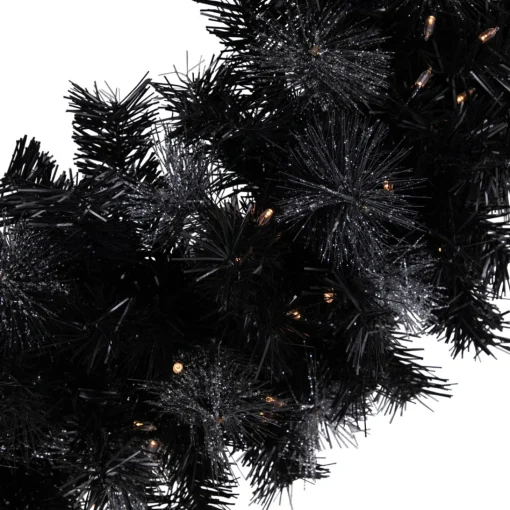 Pre-Lit Wreaths*Northlight Black Bristle Artificial Christmas Wreath- 36 Inches, Warm White Led Lights
