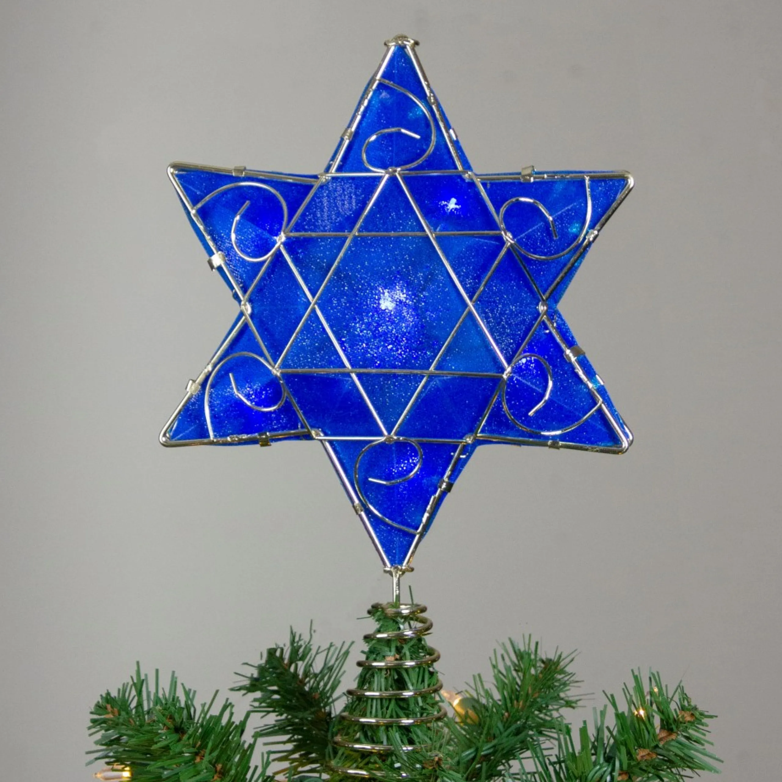 Star Tree Toppers*KSA Blue And Gold Colored Hanukkah Star Led Tree Topper 11.5"