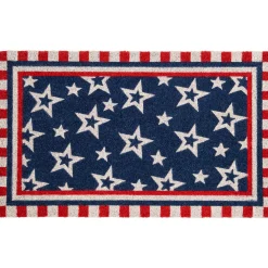 Northlight Blue And Red Americana Stars And Striped Border Coir Outdoor Doormat 18" X 30"