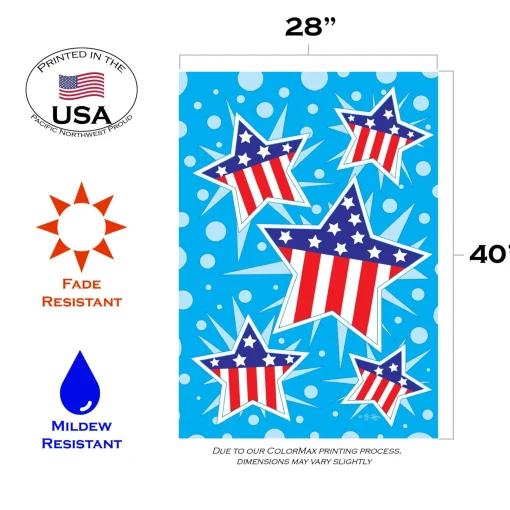 Toland Home Garden Blue And Red Patriotic Stars Outdoor House Flag 40" X 28"