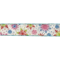 Ribbon*Northlight Blue And White Snowflakes Christmas Wired Craft Ribbon 2.5" X 16 Yards