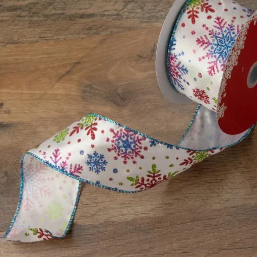 Ribbon*Northlight Blue And White Snowflakes Christmas Wired Craft Ribbon 2.5" X 16 Yards