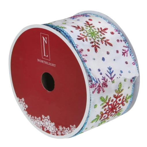 Ribbon*Northlight Blue And White Snowflakes Christmas Wired Craft Ribbon 2.5" X 16 Yards