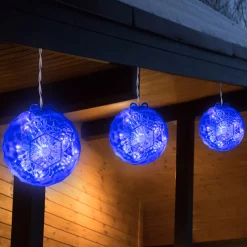 Northlight Blue Led Hanging Crystal Sphere Ball Outdoor Christmas Decor - 6 Inch