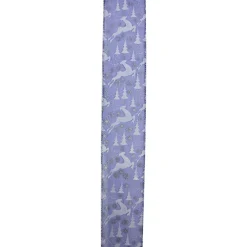 Ribbon*Northlight Blue Winter Wonderland Flying Reindeer Wired Christmas Craft Ribbon 2.5" X 10 Yards