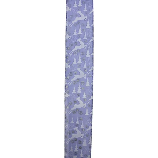 Ribbon*Northlight Blue Winter Wonderland Flying Reindeer Wired Christmas Craft Ribbon 2.5" X 10 Yards