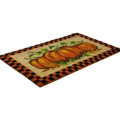 Northlight Checkered Fall Harvest Pumpkin Doormat 18
