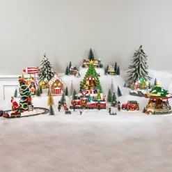 Christmas Villages*Northlight Children Build A Snowman Christmas Village Display
