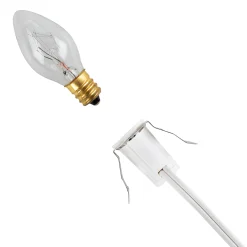 Northlight Christmas Village Replacement C7 Single Light Cord, 6' White Wire