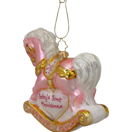 Christopher Radko Collectible> Baby's First Christmas Pink Filly Glass Ornament 1020688