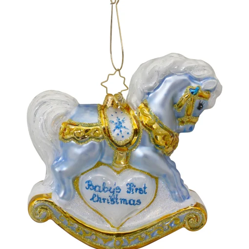 Christopher Radko Collectible> Baby's First Christmas Blue Foal Glass Ornament 1020687