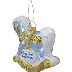 Christopher Radko Collectible></noscript> Baby's First Christmas Blue Foal Glass Ornament 1020687