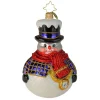 Christopher Radko Collectible> Jolly All- A-Round Snowman Glass Christmas Ornament 1019774