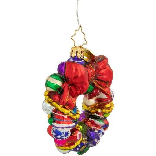 Christopher Radko Collectible> Joyful Wreath Gem Glass Christmas Ornament 1018354