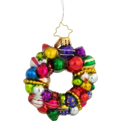 Christopher Radko Collectible></noscript> Joyful Wreath Gem Glass Christmas Ornament 1018354