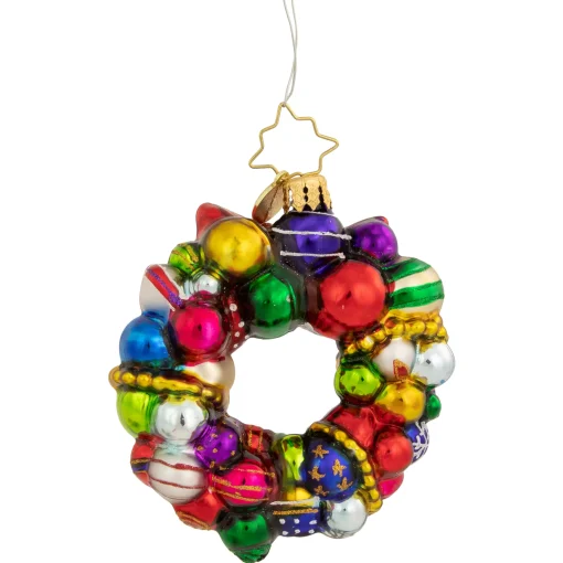 Christopher Radko Collectible> Joyful Wreath Gem Glass Christmas Ornament 1018354