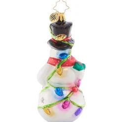 Christopher Radko Collectible></noscript> Light The Night Snowman Glass Christmas Ornament 1021614