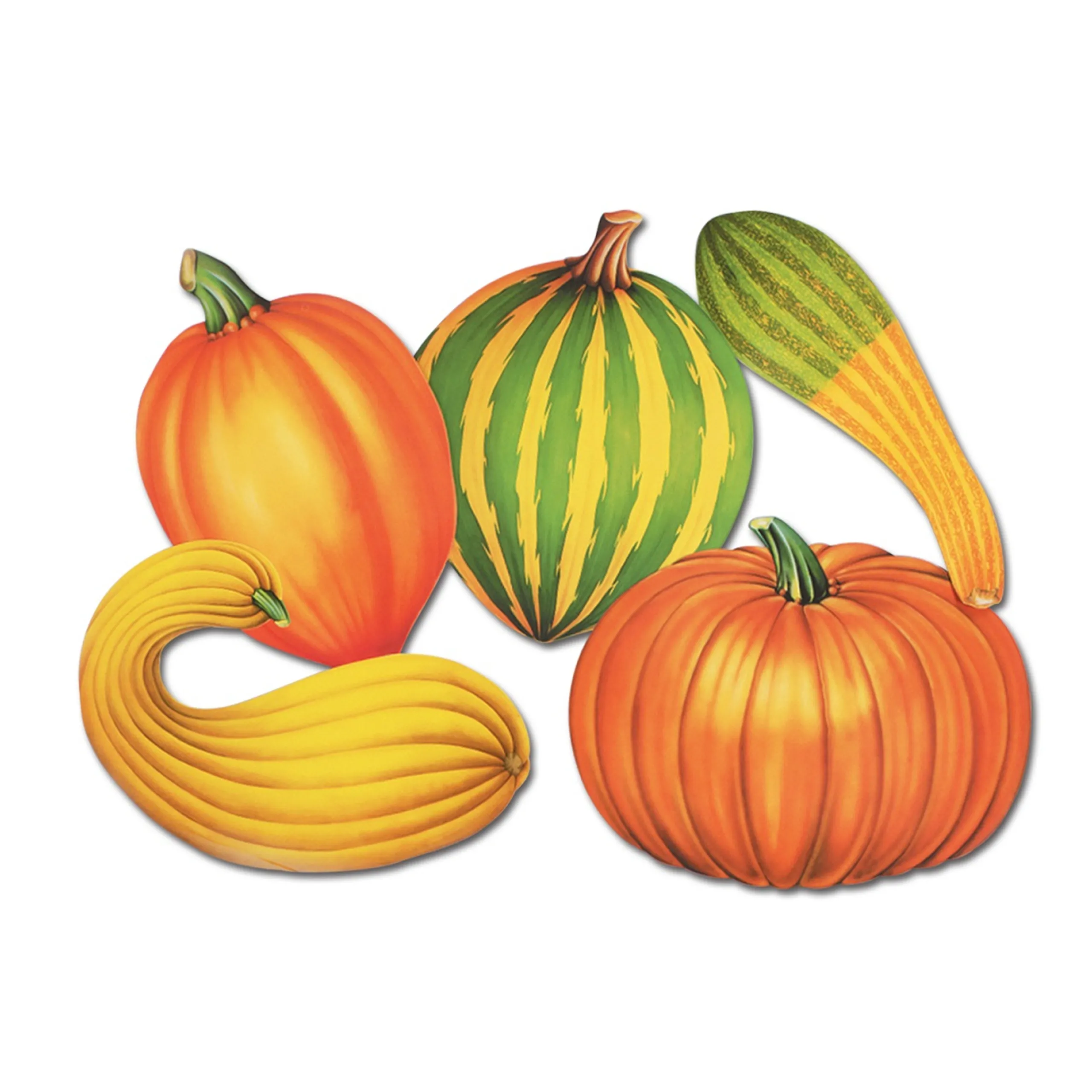 Beistle Club Pack Of 12 Assorted Squash Festive Fall Cutout Decorations 16"