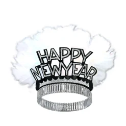 Beistle Club Pack Of 50 Birds Of Paradise Black And Silver Glittered New Year Tiara
