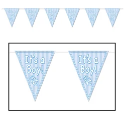 Party Central Club Pack Of 12 Blue And White "It's A Boy!" Baby Shower Party Hanging Banners 144"