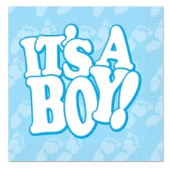 Party Central Club Pack Of 192 Blue And White "It's A Boy!" Disposable Luncheon Party Napkins 5"