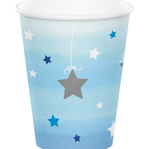 Party Central Club Pack Of 96 Blue And White Decorative "One Little Star" Hot Cold Cups 5.6"
