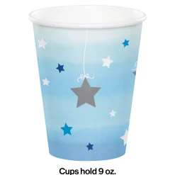 Party Central Club Pack Of 96 Blue And White Decorative "One Little Star" Hot Cold Cups 5.6"