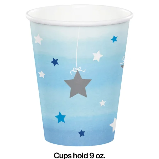 Party Central Club Pack Of 96 Blue And White Decorative "One Little Star" Hot Cold Cups 5.6"