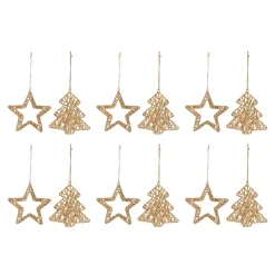 Melrose Stars></noscript>Club Pack Of 12 Brown Woven Rattan Star And Tree Christmas Ornaments 6